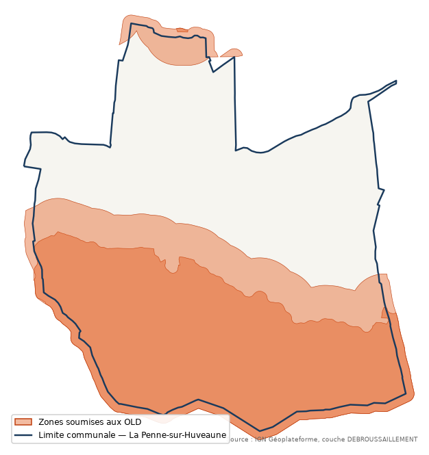 Carte des zones soumises aux obligations légales de débroussaillement à La Penne-sur-Huveaune (13)